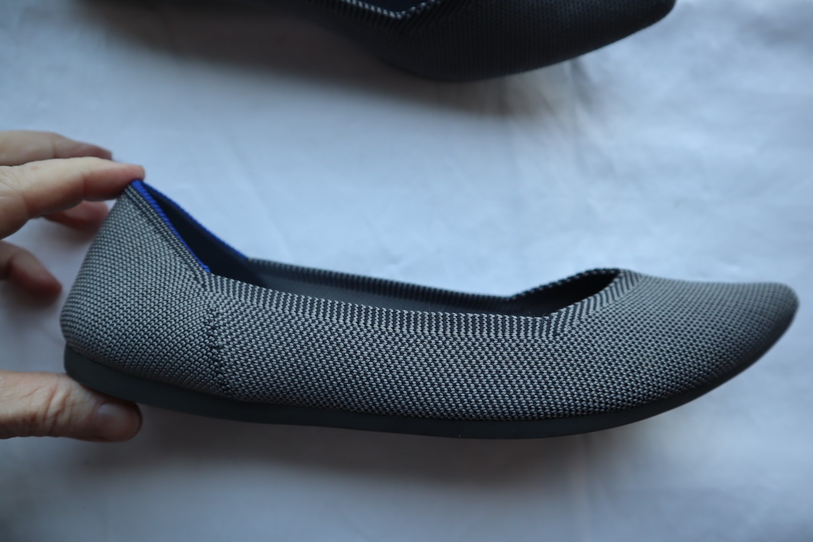 Navy BLue & Gray Pattern ROTHY'S Pointed Toe Ball… - image 1