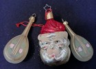 Vtg 3 Pc. Hand Blown Santa / Mandolins  Ornaments  Polish — photo 2
