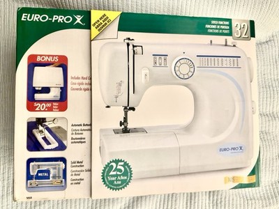 New! Euro-Pro X 385X Electric Household Sewing Machine, 32 Stitches, Free Arm