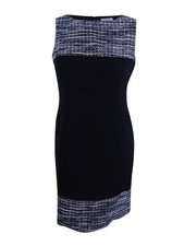Tahari ASL Women's Metallic Boucle Sheath Dress (12, Black/Grey/Ivory)