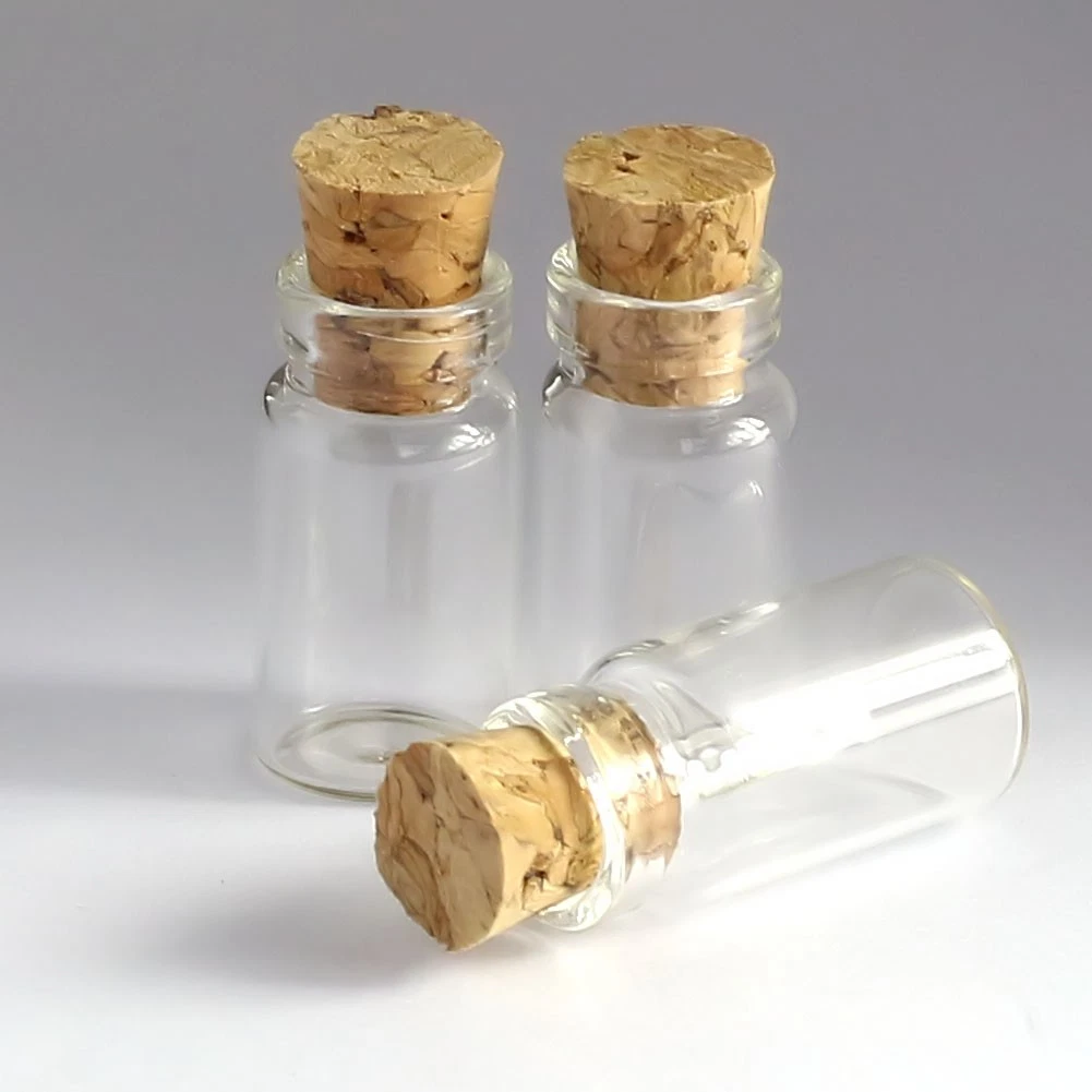 50-200 pieces Small Clear 11x22mm Jars Bottles with Cork Glass bottles 1ml