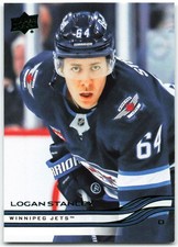 2025-26 Upper Deck Series 1 Holiday SP Green Foil #196 Logan Stanley Winnipeg