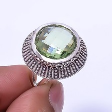 Green Amethyst Fine Art Oxidised 925 Sterling Silver Ring S.6.5 R 9421 220 37