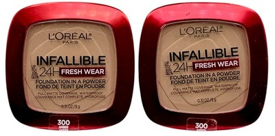 2 Pack L'Oreal Infallible 24H Fresh Wear Foundation in a Powder 300 Amber