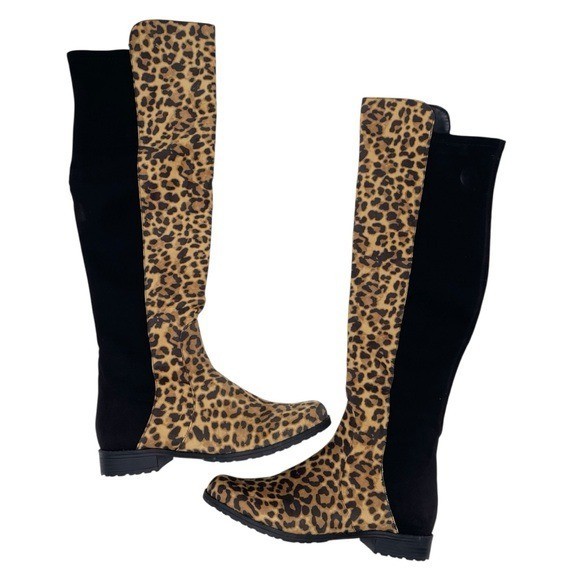 Unisa Women's Gillean Over the Knee Boots Cheetah Leopard Faux Suede Size 9