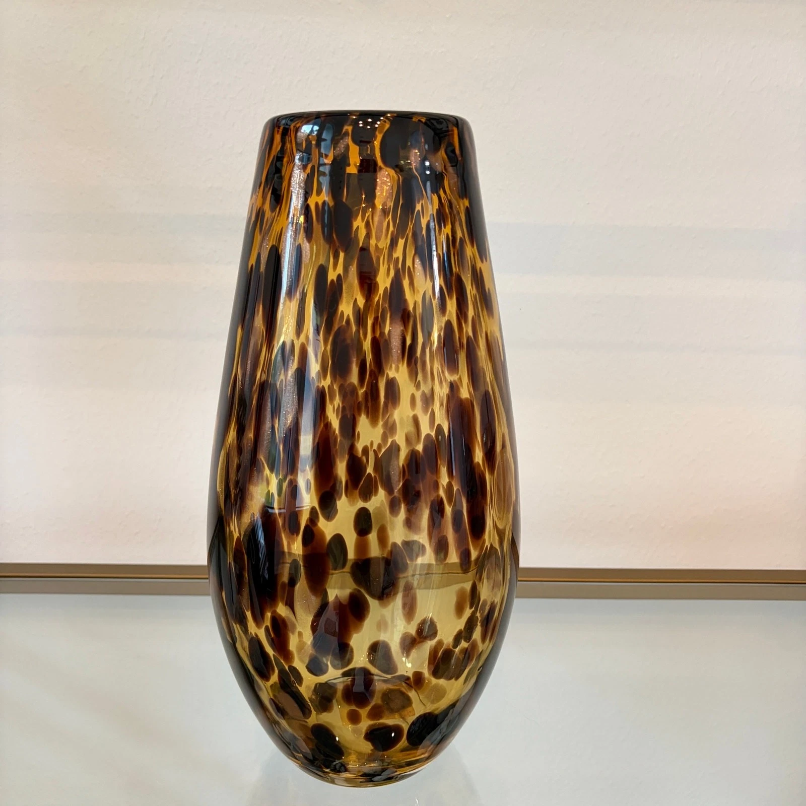 Murano Style Hand Blown Art Glass Tortoiseshell Vase 12in NEW