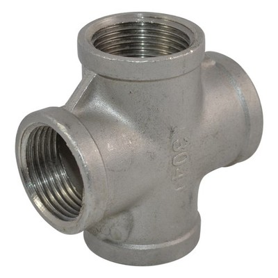 1  1 inch NPT Thread 4 Way Female Cross Coupling Connector SS304 Pipe Fitting