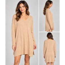 American Eagle Womens Tunic Sweater Dress Oversized Knit Pullover Tan Small