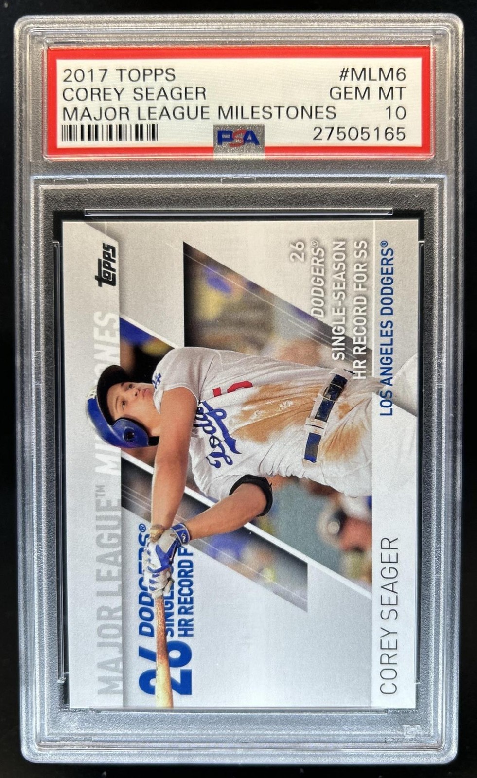 2017 Topps Corey Seager Major League Milestones #MLM-6 Dodgers PSA 10 GEM MINT