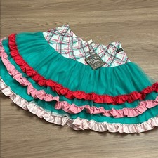 Matilda Jane Tulle Plaid Wonderment Girl on The Go Christmas Skirt Size 10 New
