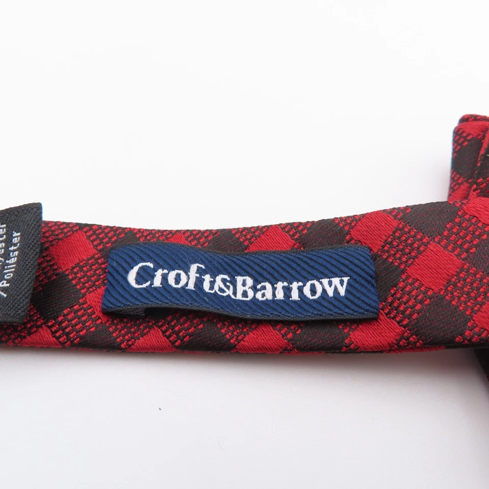 Pajarita Croft & Barrow roja negra guinga 2,25" de ancho pre corbata poliéster Foto 3 de 4