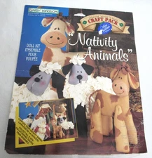 VTG Daisy Kingdom Nativity Animals Christmas Doll Kit Fabric Panel Cows & Sheep