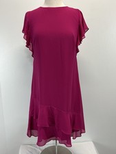 Lauren Ralph Lauren Chiffon Dress Women’s 8 Pink Flutter Sleeve Wedding Guest