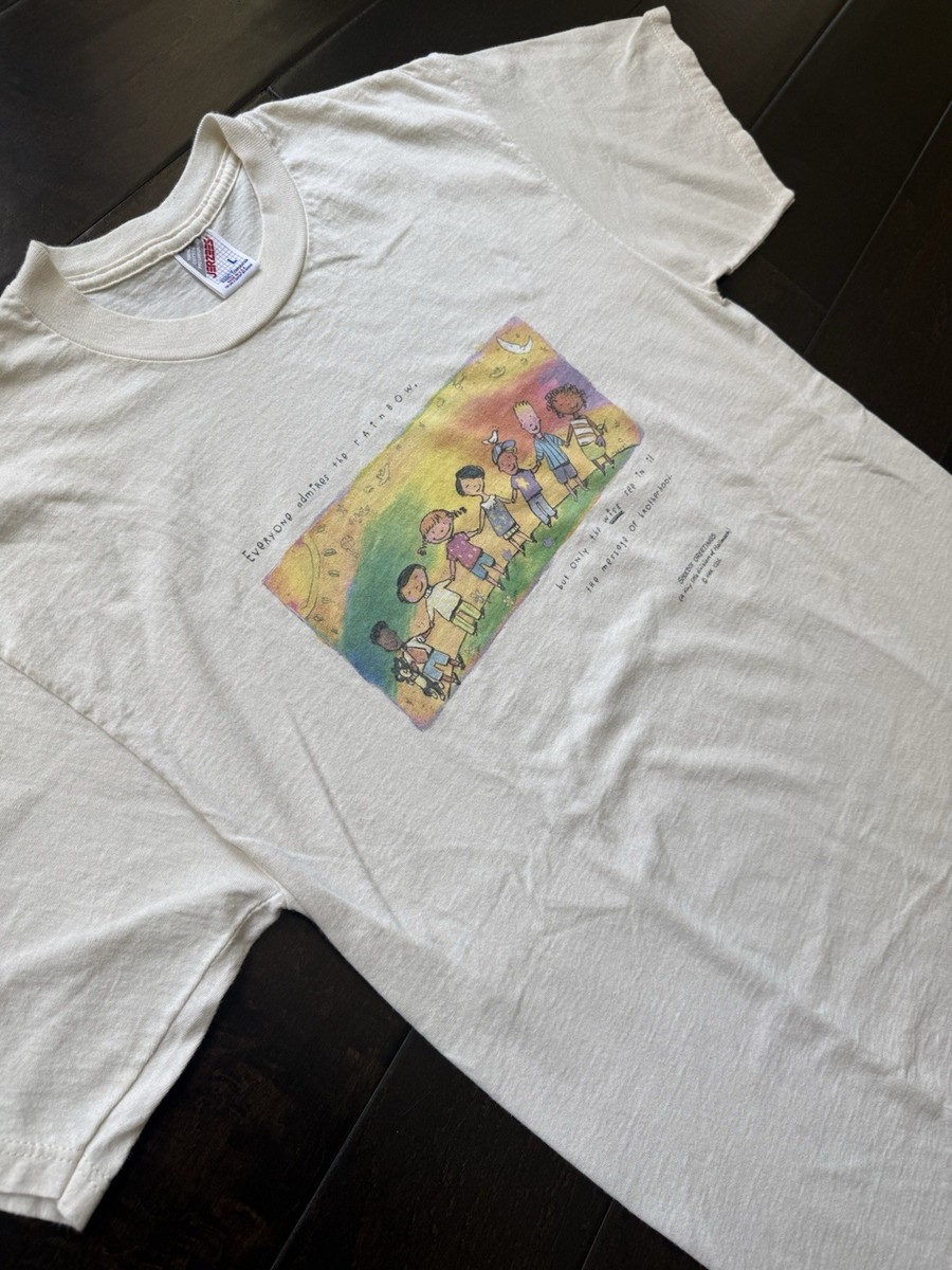 90s Jerzees “Everyone Admires The Rainbow” Grail Shoebox Greeting Children's Tee View 5