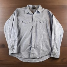 Vintage Lee Denim Pearl Snap Western Shirt Mens XL Blue Cowboy 70s 80 s