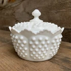 White Hobnail Milk Glass Candy Dish Bowl by Fenton Vtg Tableware Collectible