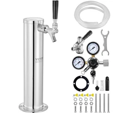 VEVOR Kegerator Tower Kit Single Tap Beer Conversion Kit Stainless Steel Keg Bee