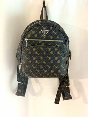 GUESS Black Logo Mini Backpack, Zip, Coin Purse, Inner/Outer Pockets