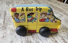 Vintage Baby's First Book Blub A Bus Trip Soft Plush Baby Book 1994 Vinyl Wheels
