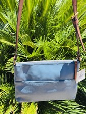 NEW Fossil Fiona Small Pebbled Leather Crossbody Bag Faded Indigo 95 MSRP