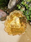 Vintage Indiana Amber Carnival Glass Iridescent Grapes And Leaves Marigold Bowl