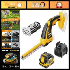 21V Cordless Hedge Trimmer & Grass Shears 2-in-1 Electric Bush Cutter, Battery I