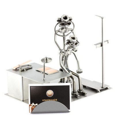 Steelman24 Doctor Metal Figurine with Business Card Holder, Handmade Germany