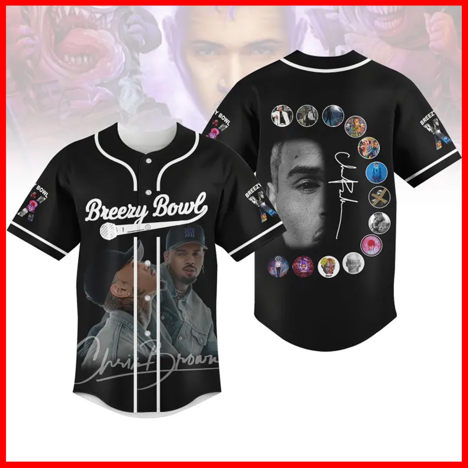 Chris Brown XX 2025, Chris Brown 11:11, Chris Brown Breezy Bowl Baseball Jersey