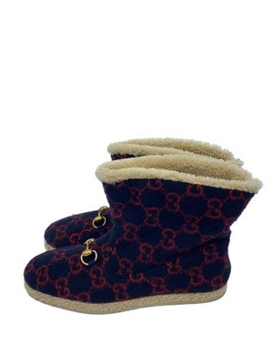 Womens GUCCI GUCCI GG Wool Ankle Boots NVY 599017 G38M0 4168