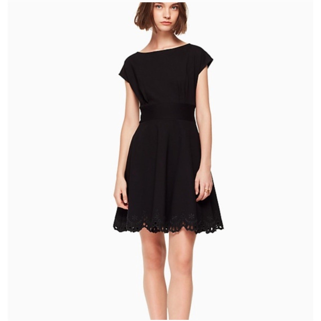 Kate Spade | Black Fiorella Cap Sleeve Eyelet Lace Trim Ponte Dress | Medium | eBay Kate Spade | Black Fiorella Cap Sleeve Eyelet Lace Trim Ponte Dress | Medium | eBay