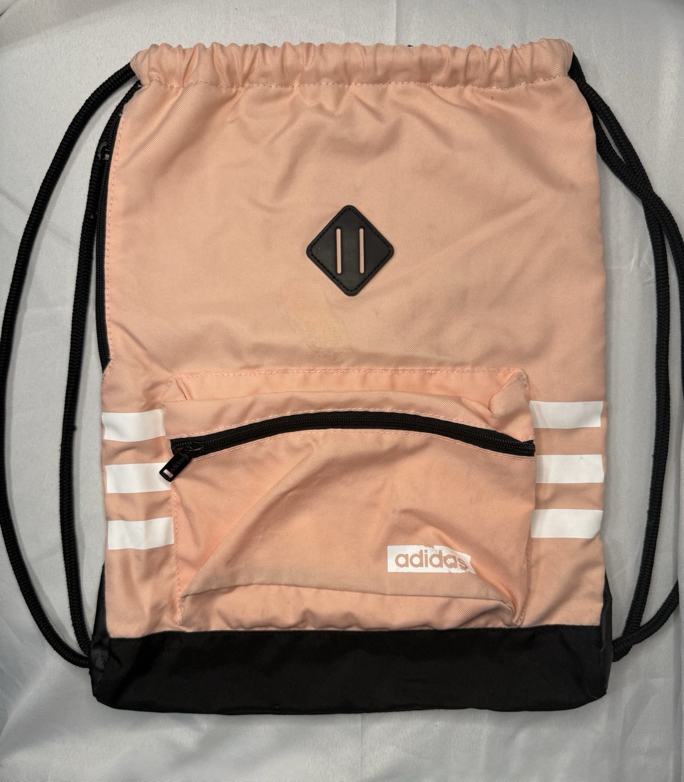 Adidas Drawstring Backpack with Front Pocket Pink… - image 1