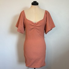 O’NEILL Teagan Dress in Tawny Org, peach terracotta fitted textured mini dress M