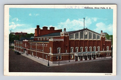 #ad Sioux Falls SD South Dakota Coliseum Antique Vintage Souvenir Postcard $0.99