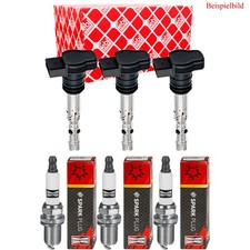 3x FEBI BILSTEIN Zündspule + CHAMPION Zündkerze für VW Polo AW1 1.0 Seat Ibiza