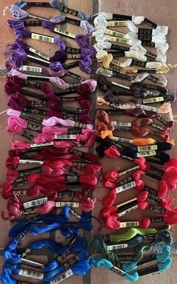 DMC Thread Floss 60+ Skeins Different Colors Assortment Mostly New