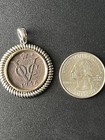 1746 DUTCH EAST INDIES DUIT COIN Set In 925 STERLING SILVER & 14K GOLD PENDANT — photo 5