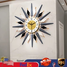 Large Starburst Metal Wall Clock Mid Century Modern Europe Style Decor 60x60cm