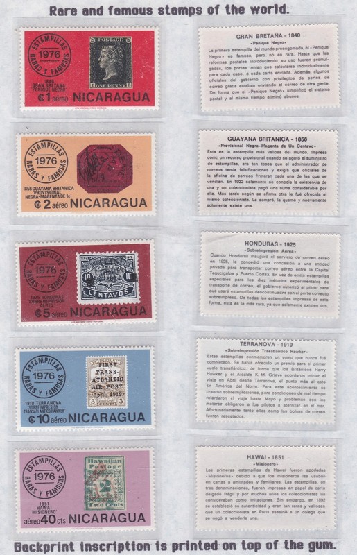 NICARAGUA ^^^^1976  x5  MNH  AIRPOSTS  ( Backprints) @  rum731nica