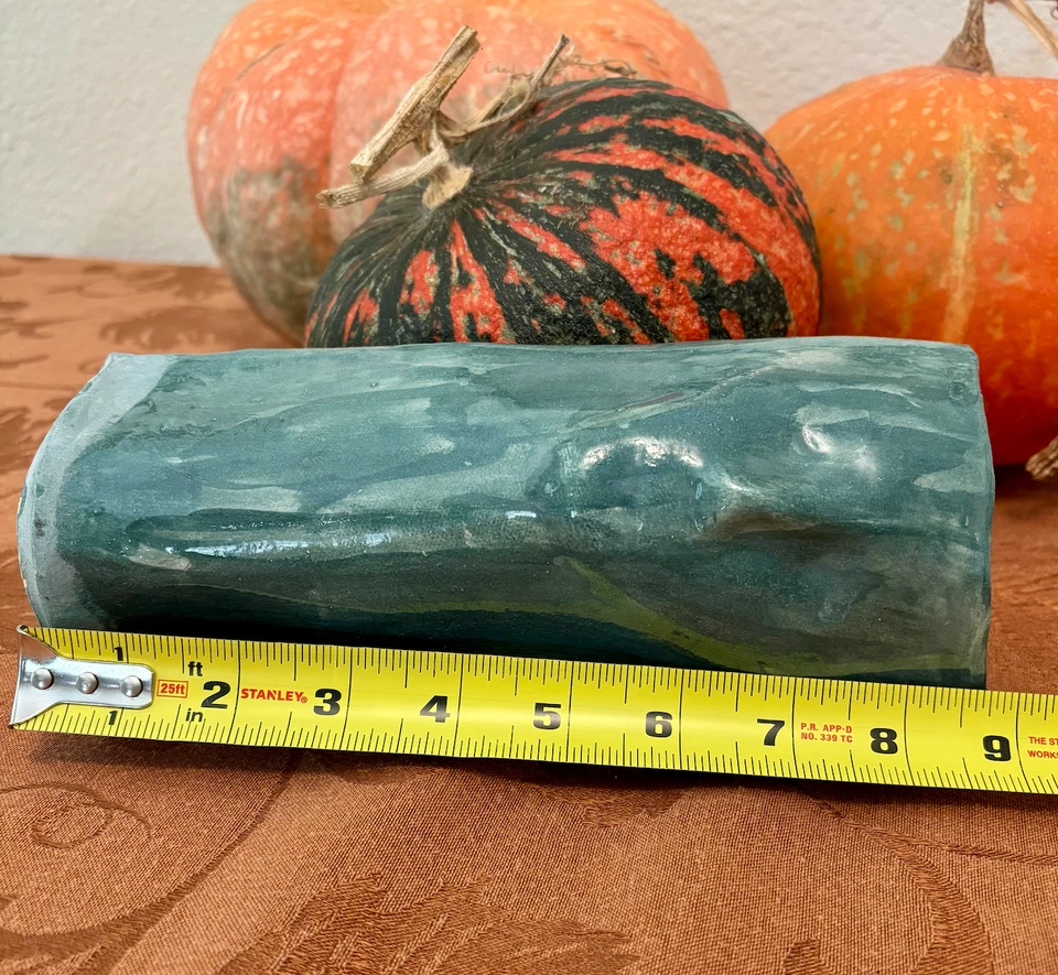 Jarrón facial de cerámica cerámica formado a mano de cerámica, firmado, verde y azul maceta de 8,5 pulgadas Foto 3 de 4