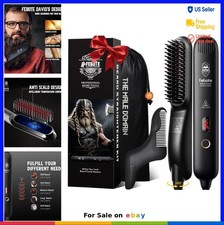 Heated Ionic Beard Straightening Brush for Men 5 Temperature Settings Anti Scald