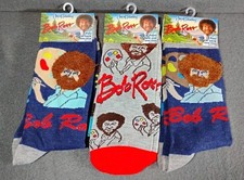 Bob Ross Socks Joy Of Painting Crew & Low Cut Lot Of 3 (4 Pairs)