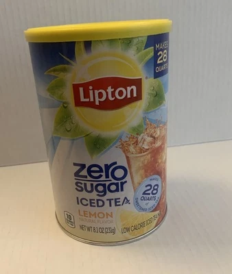 Lipton Zero Sugar Iced Tea Mix Lemon Caffeinated 8.1 Oz 28 Quarts Exp: 08/2026