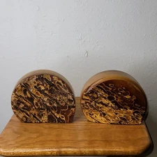 Vtg 60s Handmade Live Edge Bark Oregon Myrtlewood Bookends Mid Century Modern 