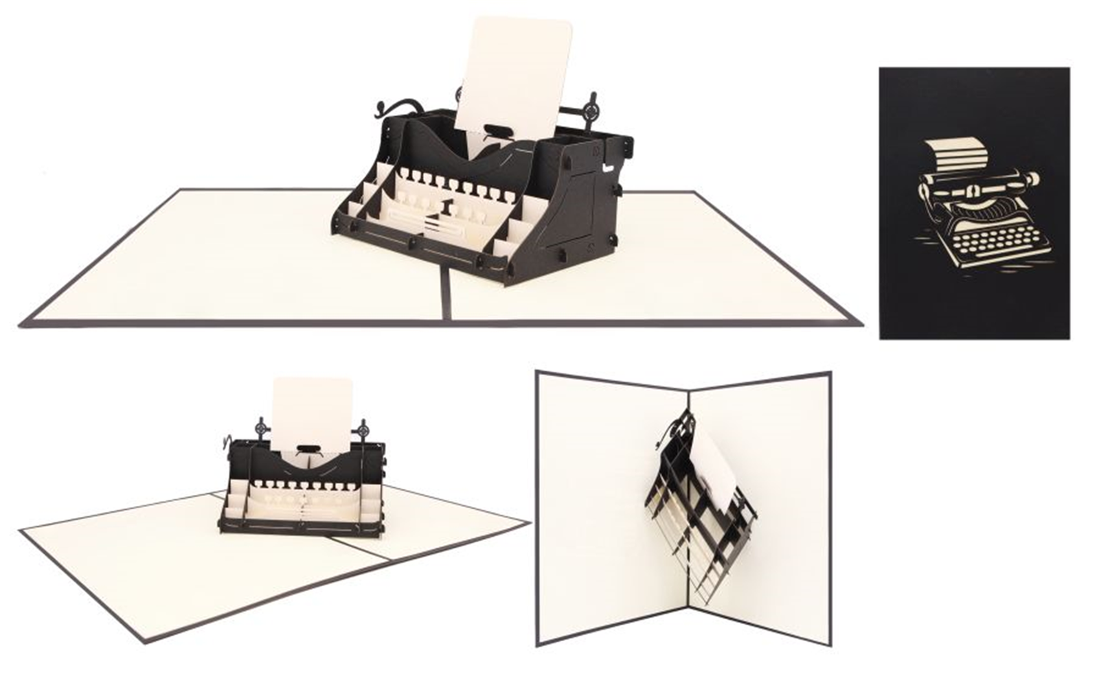 Biglietto Auguri Kirigami  Fatto A Mano Macchina Da Scrivere | Origamo