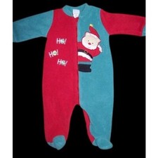  LITTLE ME Red Fleece SANTA Romper Sleeper 6 months