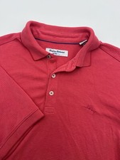 TOMMY BAHAMA Island Zone Polo Shirt Mens Large Coral Short Sleeve Modal Blend