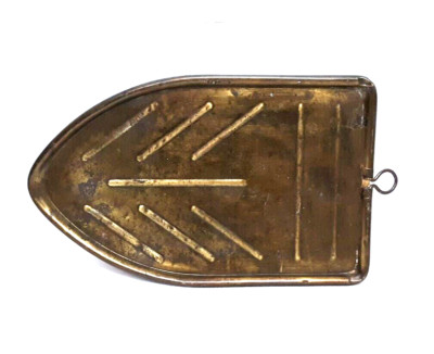 Antique Vintage Brass Insulated Base Stand Rest for Clothes Iron w/Loop to Hang