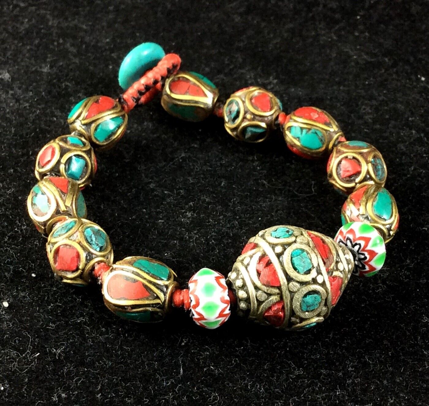 Antique Tibet Bracelet Bead Vintage Multi Turquoi… - image 2