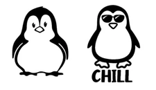 Chill Penguins 2 Pack - Black Vinyl Decal Car Windows Decal, laptop, notebook