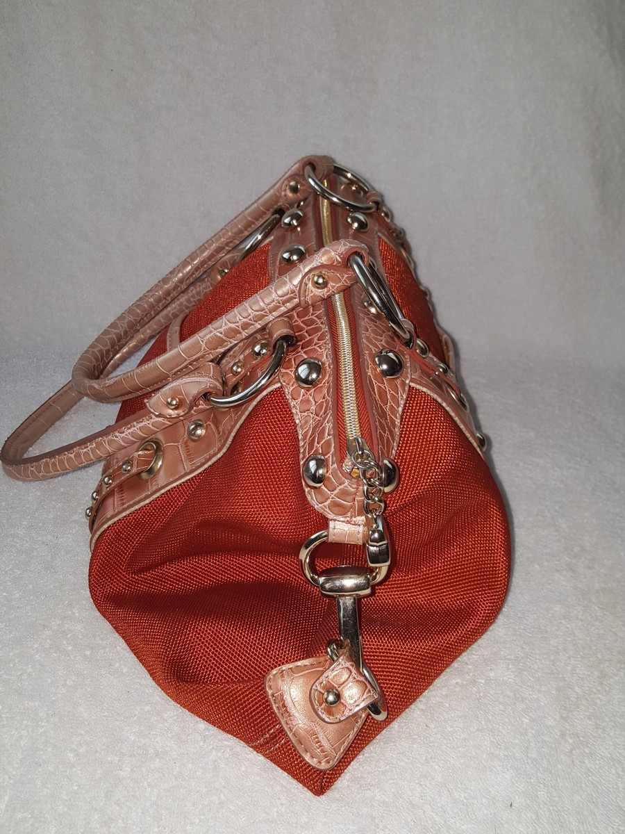 Kathy Van Zeeland orange canvas studded womens handbag | eBay